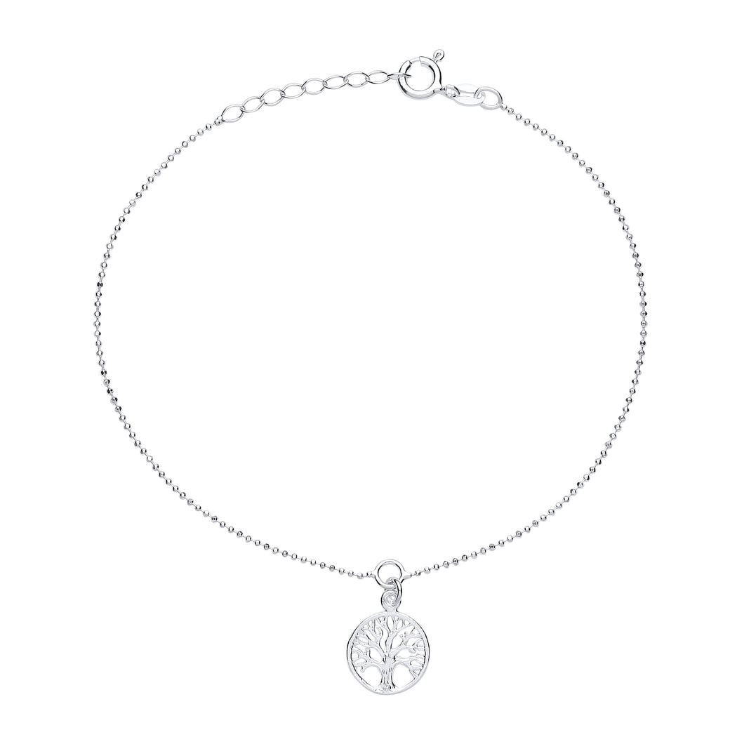925 Sterling Silver Fancy Tree Of Life Design Ankle Chain
