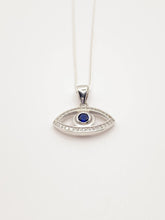 Load image into Gallery viewer, 925 Sterling Silver Blue &amp; White Cubic Zirconia Evil Eye Necklace And Pendant
