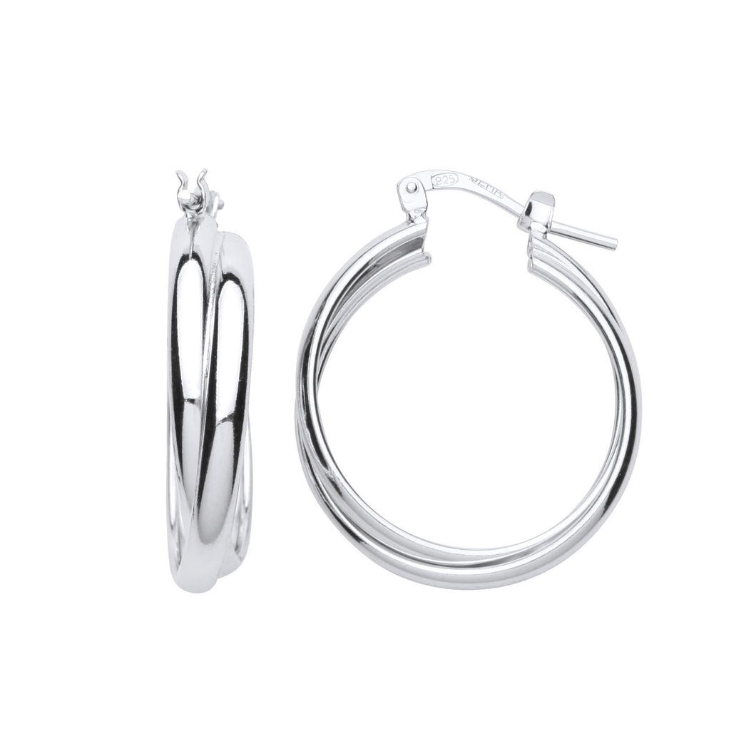 925 Sterling Silver Plain Interlocking Hoop Earrings