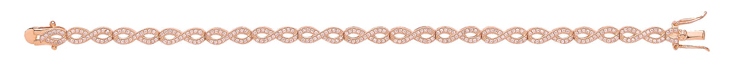 925 Sterling Silver Rose Gold Plated Infinity Link Cubic Zirconia Tennis Bracelet