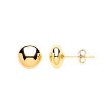 Load image into Gallery viewer, 925 Sterling Silver Gold Plated 9mm Plain Flat Ball Stud Earrings
