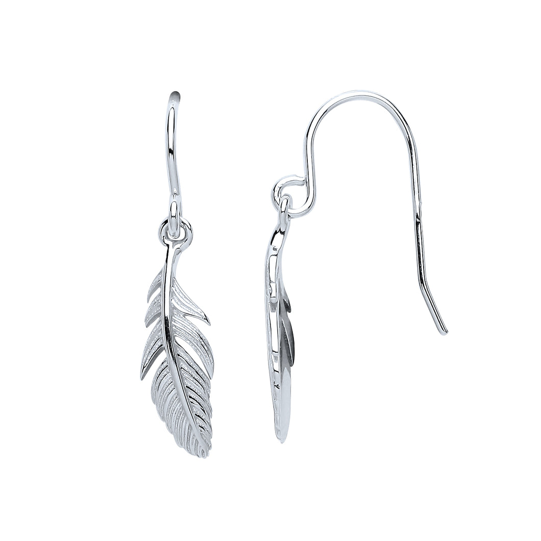 925 Sterling Silver Plain Leaf Design Drop Earrings