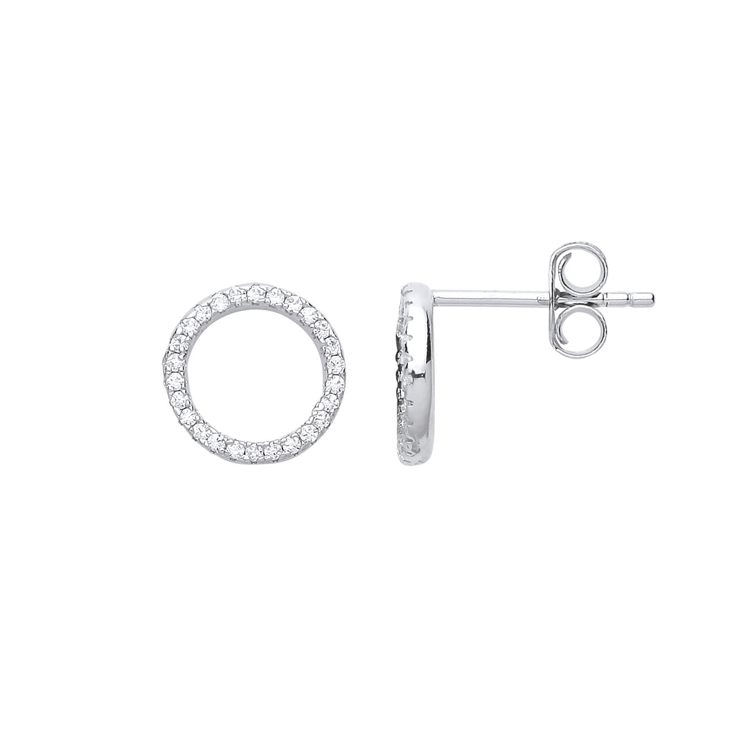 925 Sterling Silver Cubic Zirconia Circle Stud Earrings