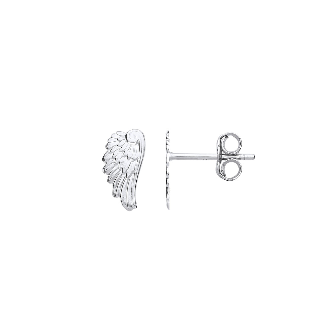 925 Sterling Silver Angel Wings Stud Earrings