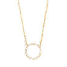 Load image into Gallery viewer, 925 Sterling Silver Gold Plated Open Circle Cubic Zirconia Necklace &amp; Pendant
