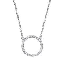 Load image into Gallery viewer, 925 Sterling Silver Open Circle Cubic Zirconia Necklace &amp; Pendant
