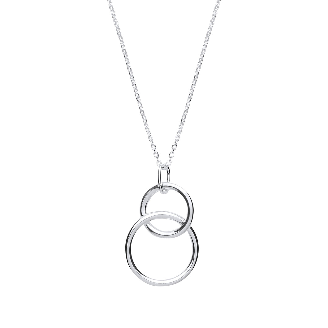 925 Sterling Silver Interlinking Plain Circles Necklace And Pendant
