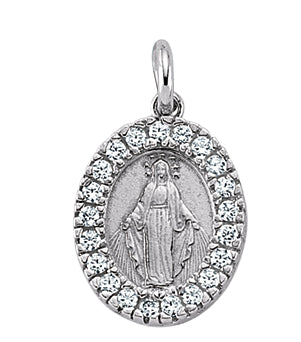 925 Sterling Silver Cubic Zirconia Madonna Pendant