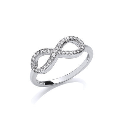Ladies 925 Sterling Silver Cubic Zirconia Infinity Ring