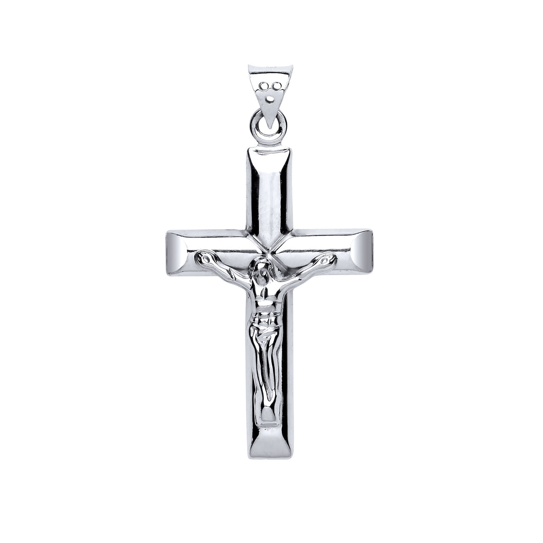 925 Sterling Silver Hallmarked Plain Tube Crucifix Pendant
