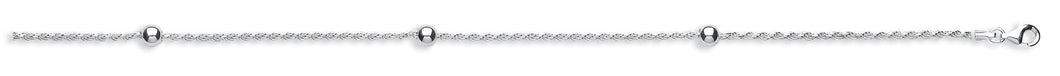 925 Sterling Silver  Rope Chain With Bead Detail Ankle Chain