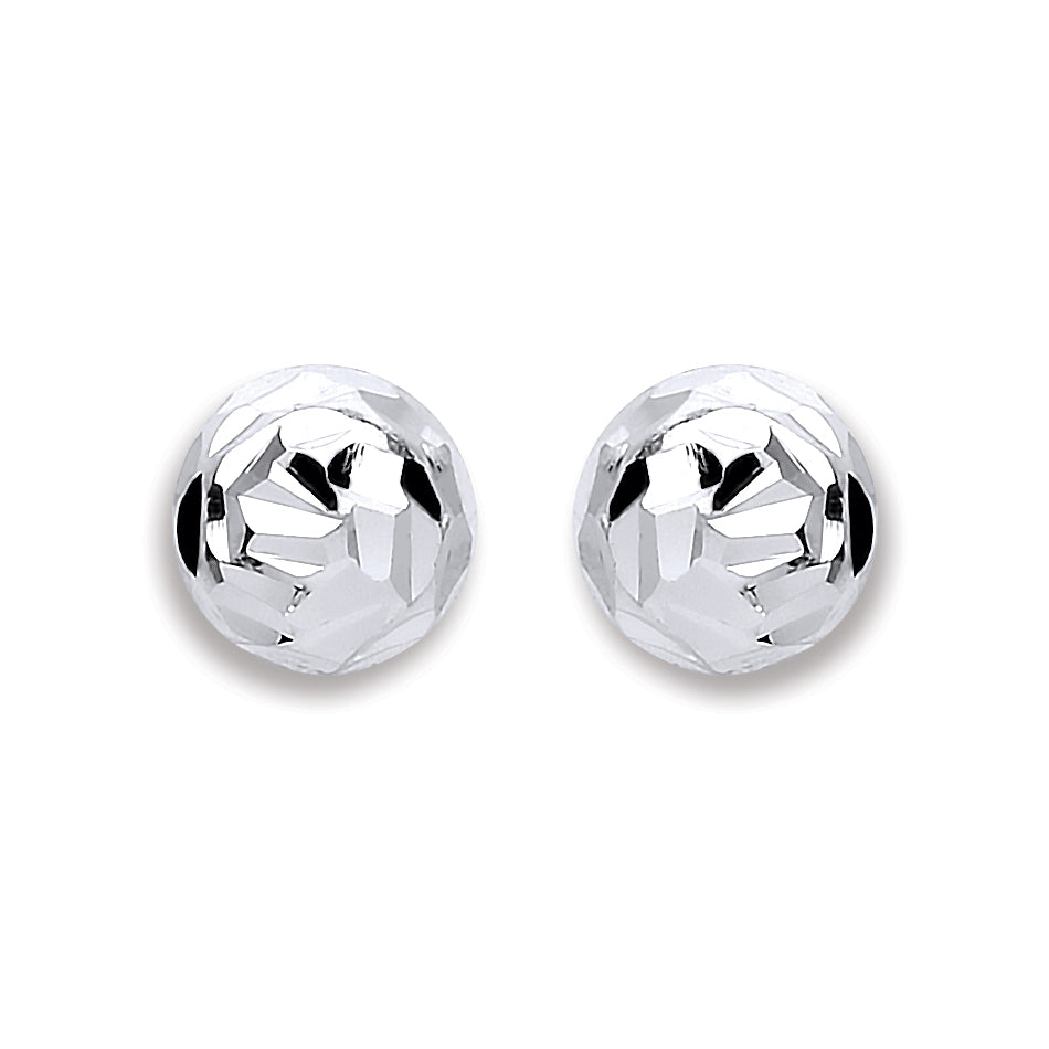 925 Sterling Silver Fancy 6mm Half Ball Stud Earrings