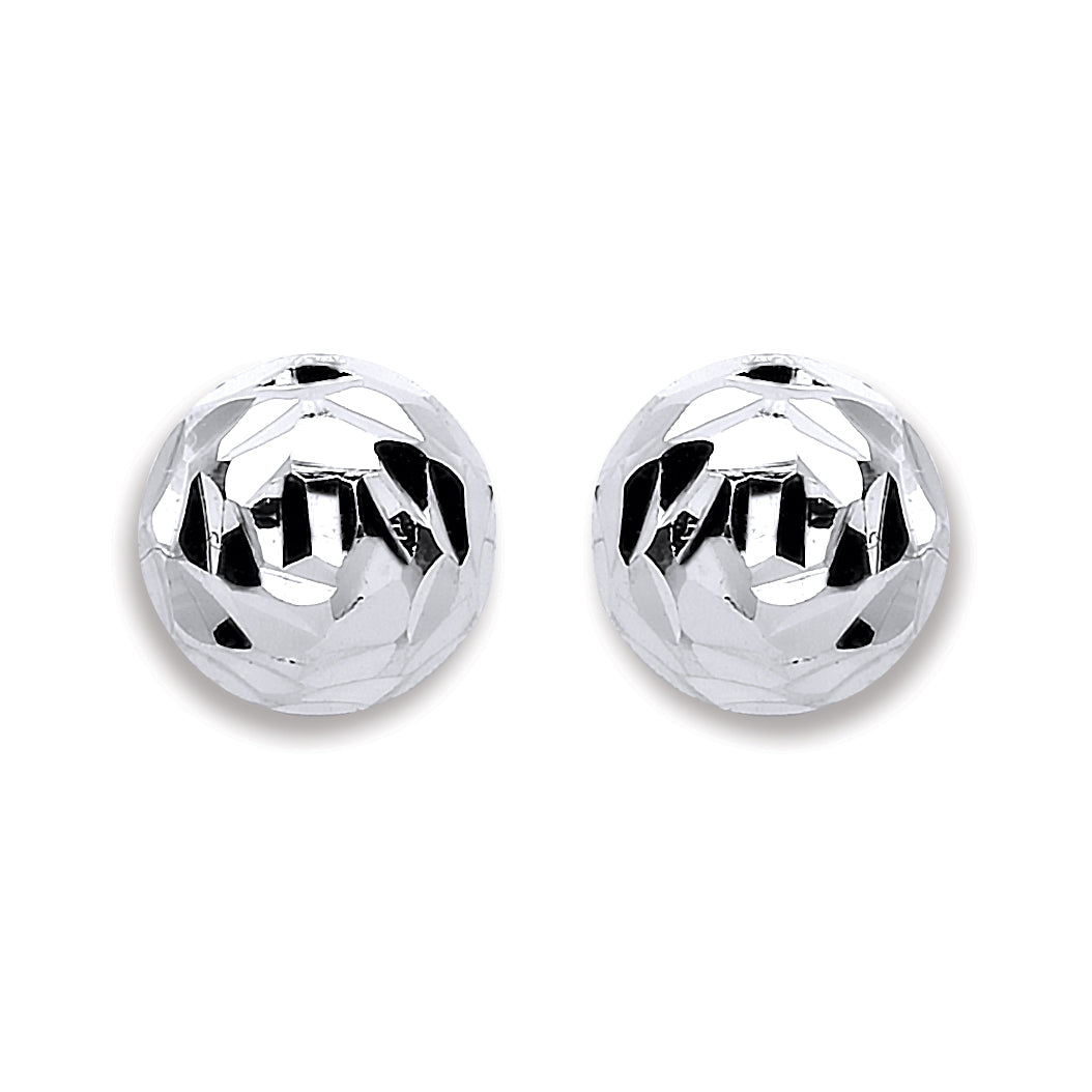 925 Sterling Silver Fancy  8mm Half Ball Stud Earrings