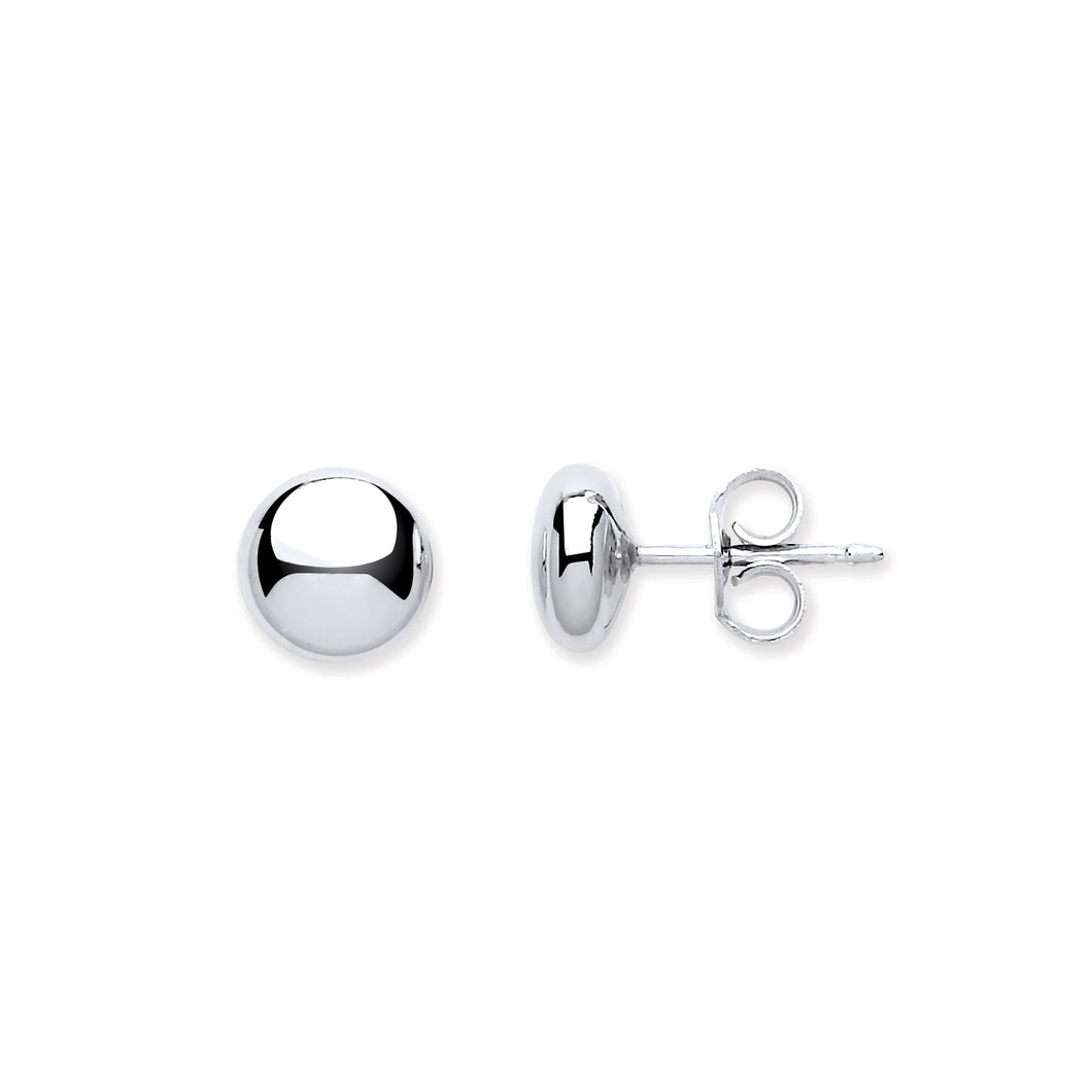925 Sterling Silver 7mm Plain Flat Ball/Button Stud Earrings