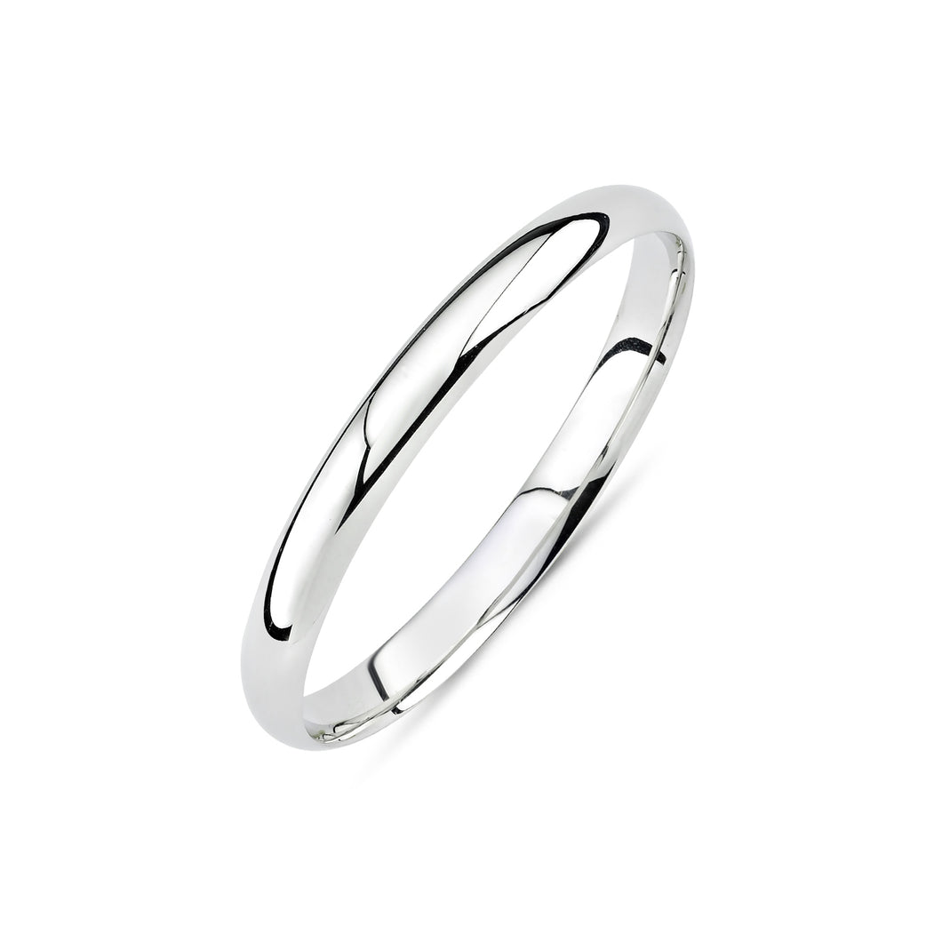 925 Sterling Silver Ladies Plain D Shape Hollow Bangle
