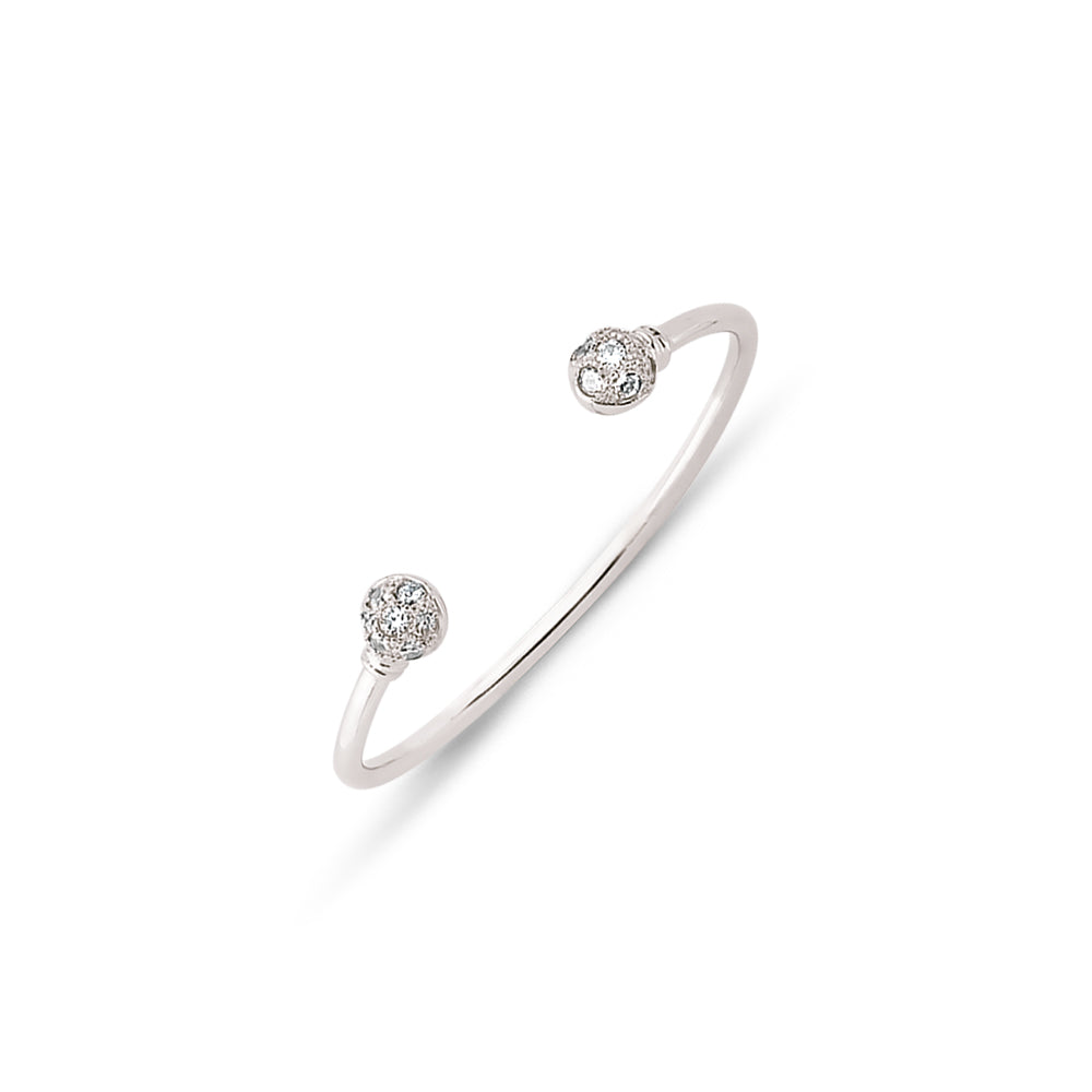 Baby 925 Sterling Silver Cubic Zirconia Torque Ball Bangle