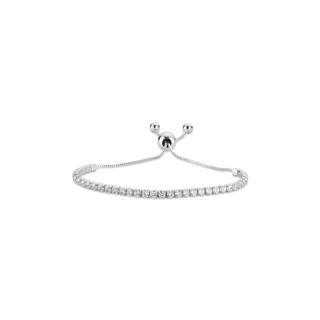 925 Sterling Silver Ladies Adjustable/Extendable Single Row Cubic Zirconia Tennis Bracelet