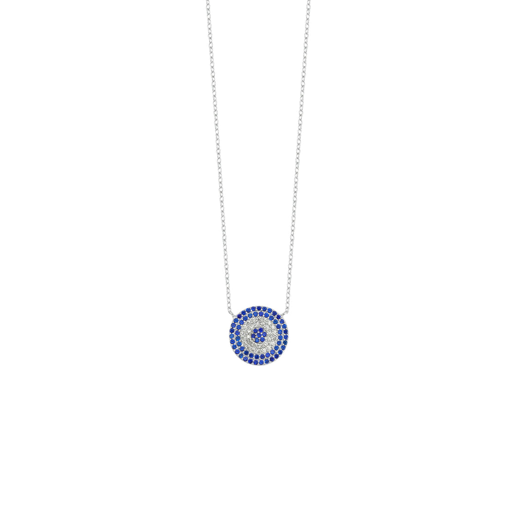 925 Sterling Silver Evil Eye Cubic Zirconia Pendant And Necklace