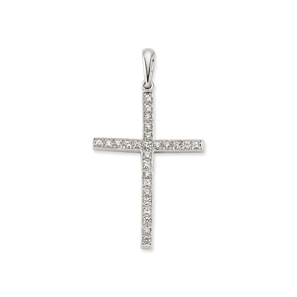 925 Sterling Silver Cubic Zirconia Cross Pendant