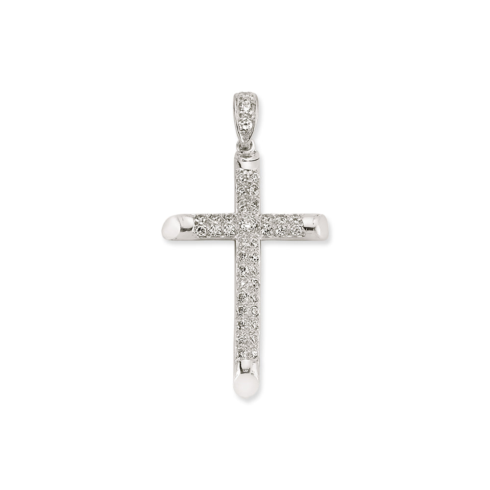 925 Sterling Silver Hallmarked Cubic Zirconia Cross Pendant