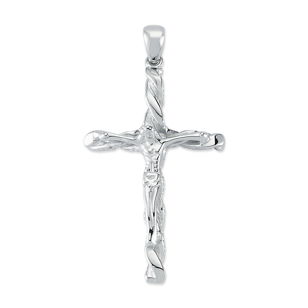 925 Sterling Silver Hallmarked Twisted solid Crucifix Pendant