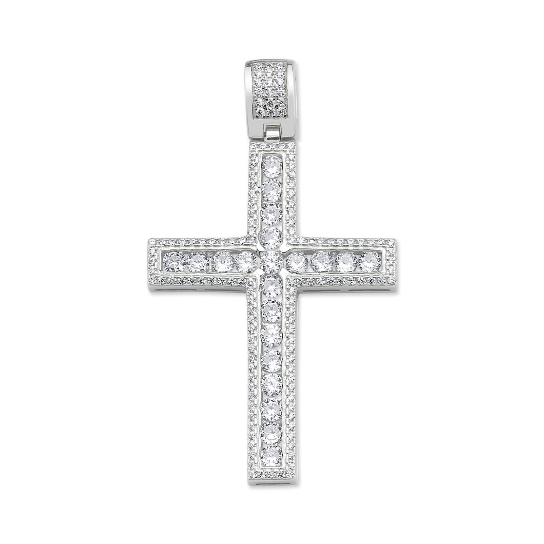 925 Sterling Silver Cubic Zirconia Cross Pendant