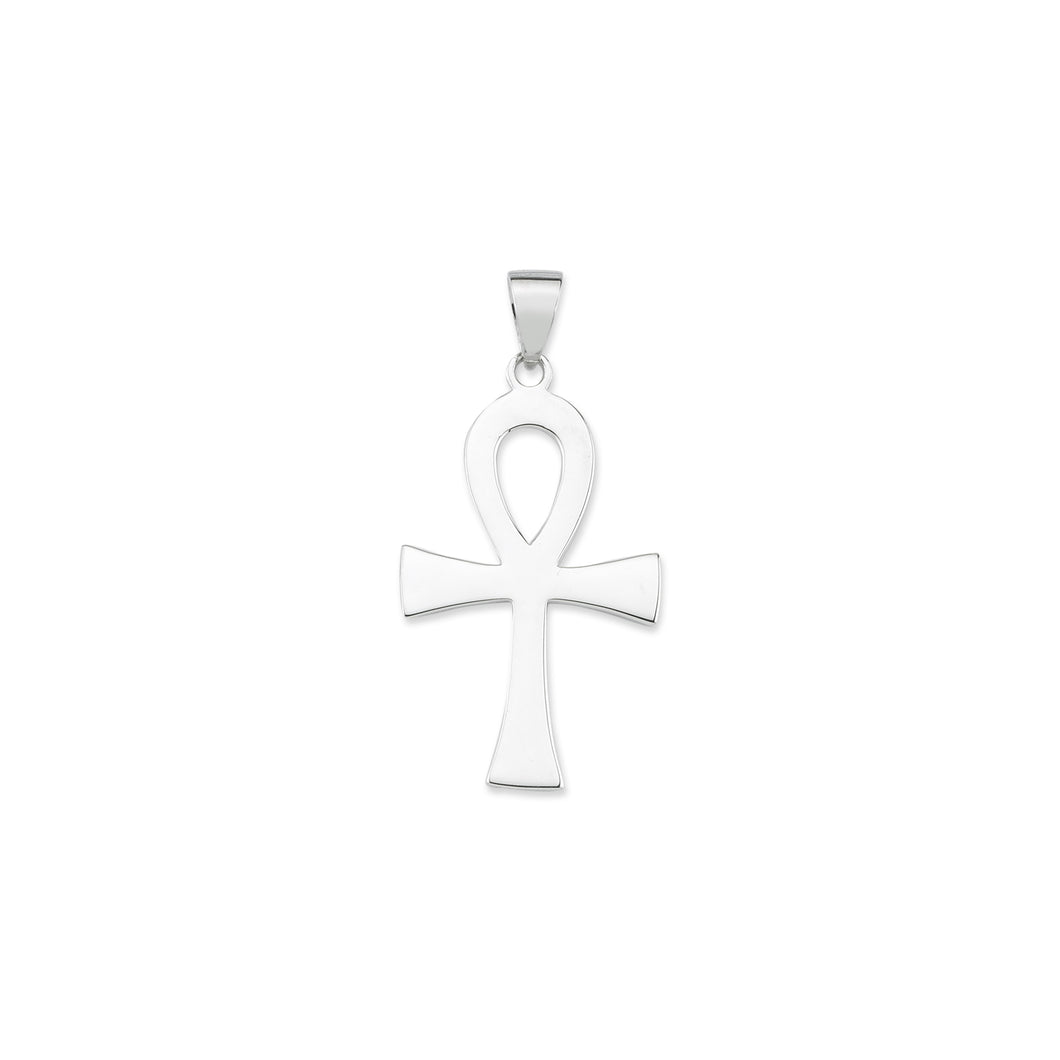 925 Sterling Silver Plain Polished Ankh Cross Pendant