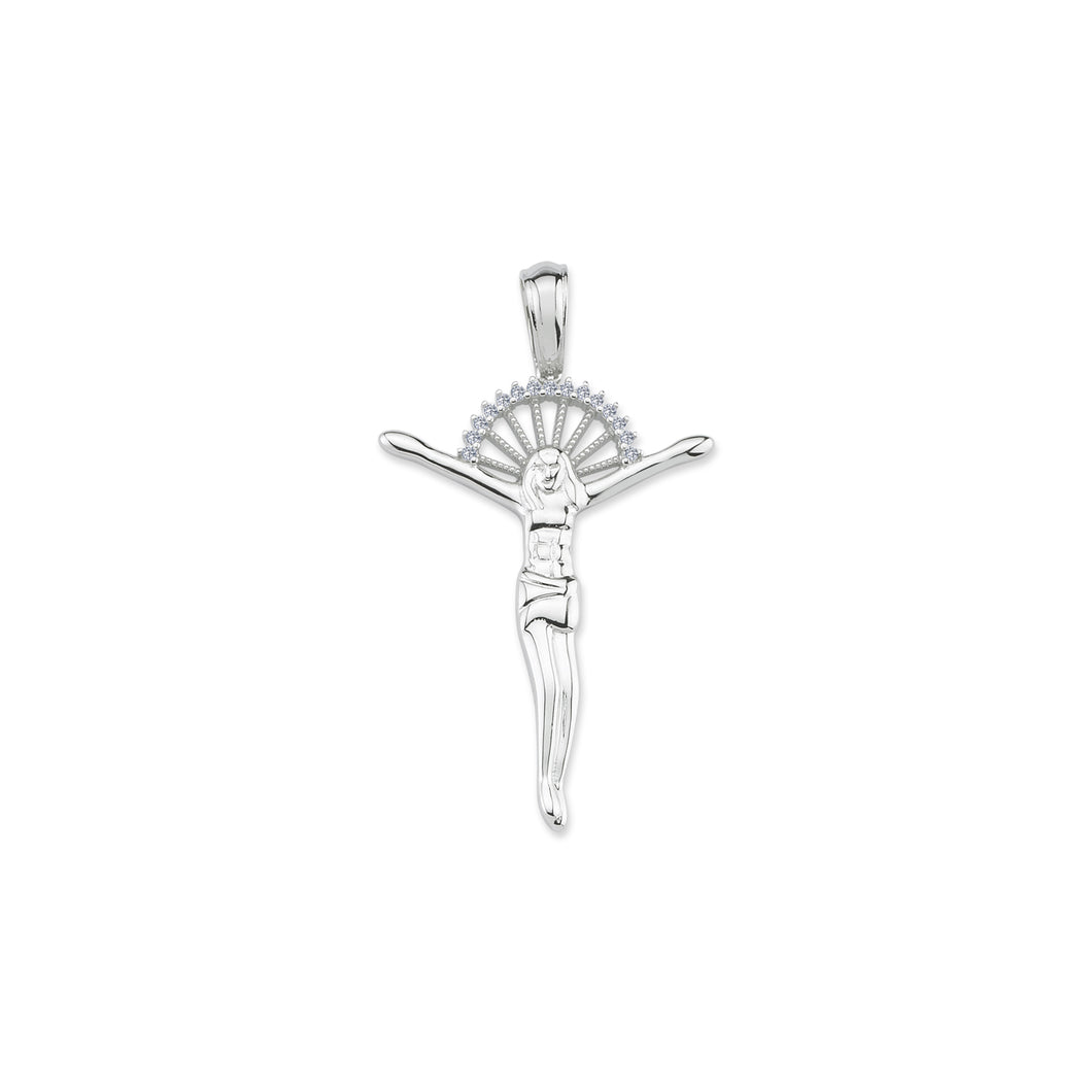 925 Sterling Silver Hallmarked Cubic Zirconia Crucifix Pendant