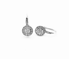 Load image into Gallery viewer, 925 Sterling Silver Round Cubic Zirconia Halo Rub Over Drop Earrings
