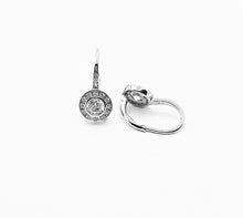 Load image into Gallery viewer, 925 Sterling Silver Round Cubic Zirconia Halo Rub Over Drop Earrings

