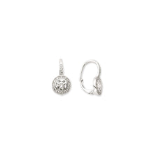 Load image into Gallery viewer, 925 Sterling Silver Round Cubic Zirconia Halo Rub Over Drop Earrings

