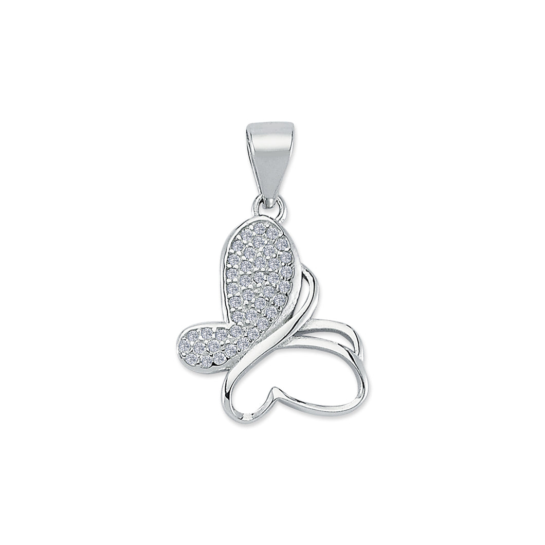 925 Sterling Silver Cubic Zirconia Butterfly Pendant
