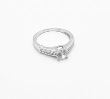 Load image into Gallery viewer, 925 Sterling Silver Ladies Round Cubic Zirconia Ring With Baguette Cubic Zirconia Shoulders
