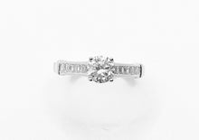 Load image into Gallery viewer, 925 Sterling Silver Ladies Round Cubic Zirconia Ring With Baguette Cubic Zirconia Shoulders
