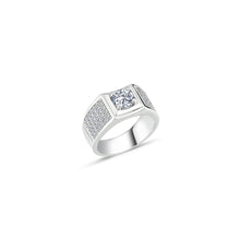 Load image into Gallery viewer, 925 Sterling Silver Gents Pave Set Single Stone Cubic Zirconia Ring

