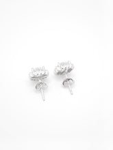 Load image into Gallery viewer, 925 Sterling Silver Square Cubic Zirconia With Halo Stud Earrings
