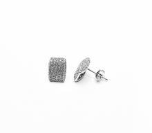 Load image into Gallery viewer, 925 Sterling Silver Curved Rectangular Shape Pave Set Cubic Zirconia Stud Earrings
