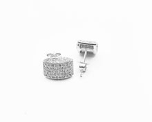 Load image into Gallery viewer, 925 Sterling Silver Curved Rectangular Shape Pave Set Cubic Zirconia Stud Earrings
