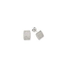Load image into Gallery viewer, 925 Sterling Silver Curved Rectangular Shape Pave Set Cubic Zirconia Stud Earrings
