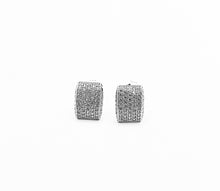 Load image into Gallery viewer, 925 Sterling Silver Curved Rectangular Shape Pave Set Cubic Zirconia Stud Earrings
