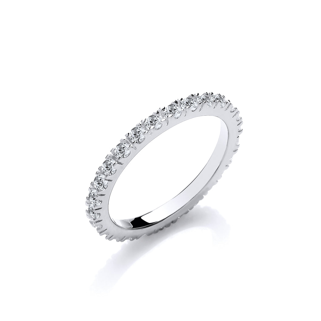 925 Sterling Silver Ladies Round Set Cubic Zirconia Full Eternity Style Ring