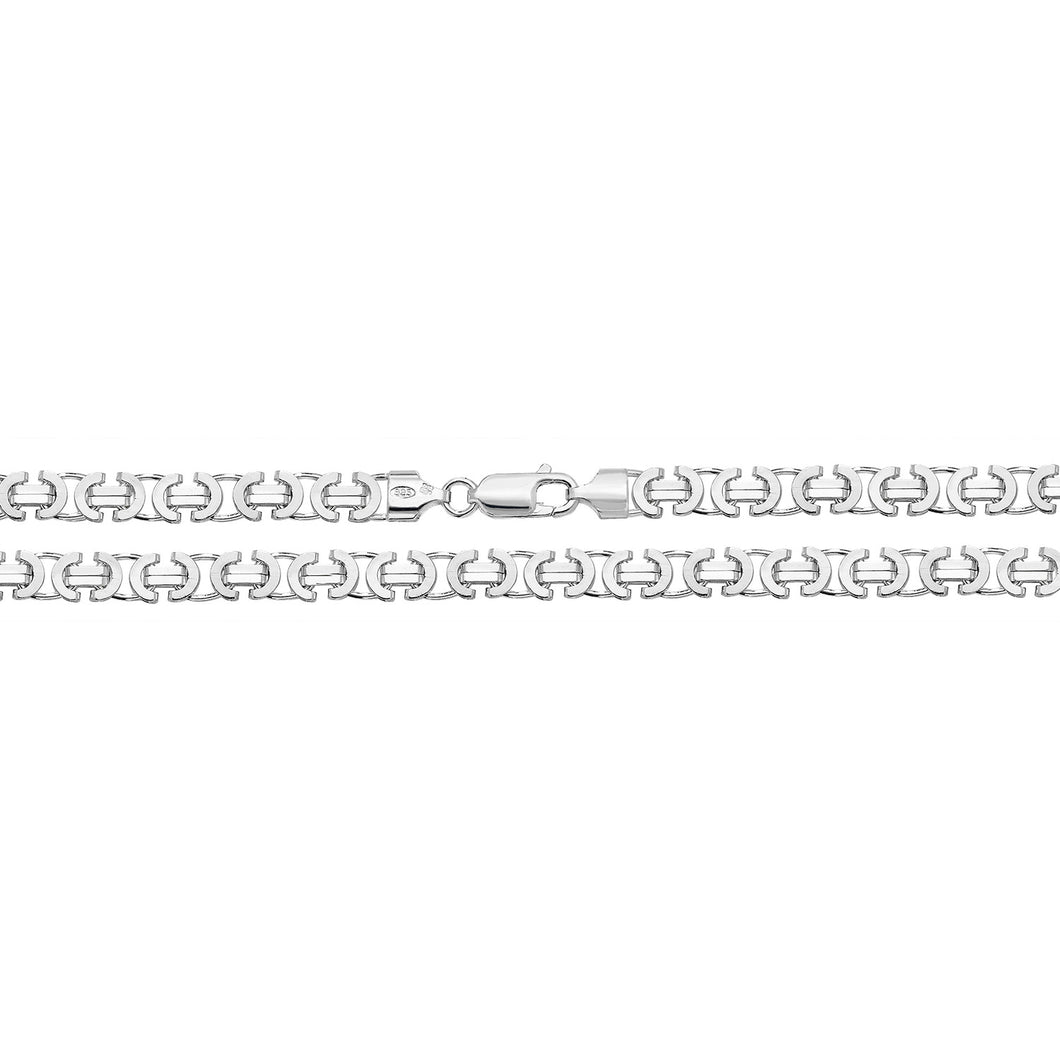 925 Sterling Silver Flat Byzantine Link Chain Style 2