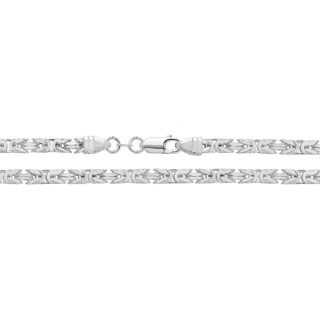 925 Sterling Silver Square Byzantine Link Chain Style 3