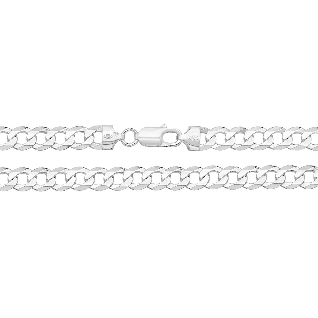 925 Sterling Silver Flat Curb Link Bracelet Style 2