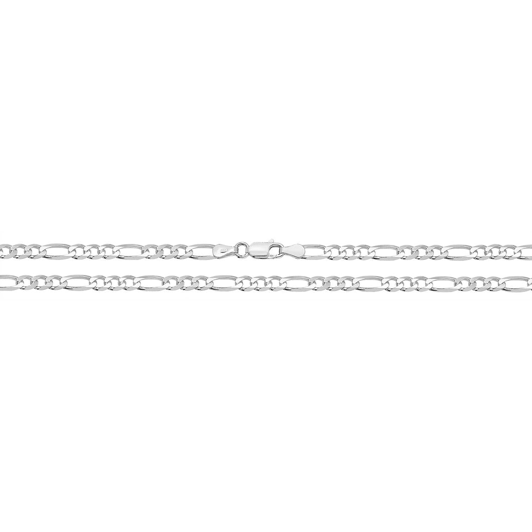 925 Sterling Silver Figaro Link Bracelet Style 3