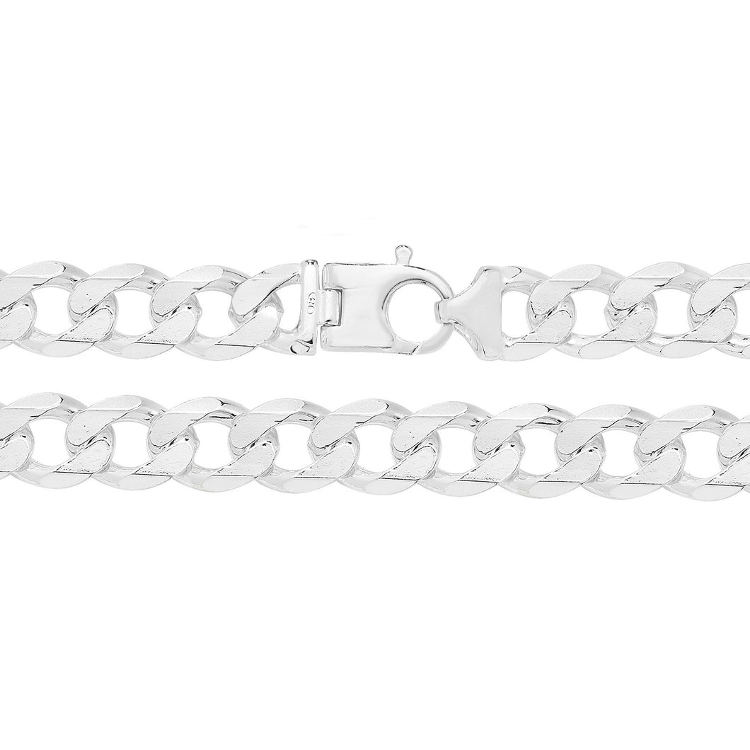 925 Sterling Silver Heavy D Cut Curb Link Chain Style 1