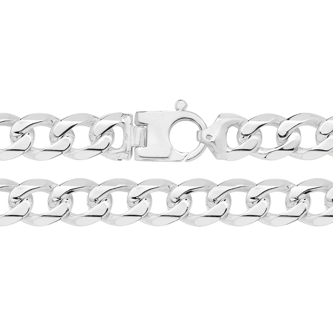 925 Sterling Silver Heavy D Cut Curb Link Chain Style 2