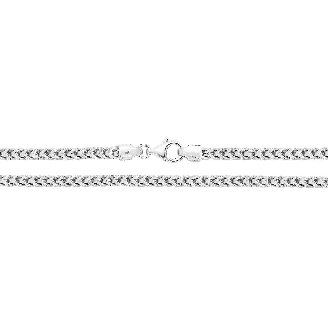925 Sterling Silver Square Franco Link Chain Style 1