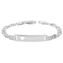 Load image into Gallery viewer, 925 Sterling Silver Baby Curb ID Anchor Bracelet With Cut Out Heart
