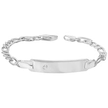 Load image into Gallery viewer, 925 Sterling Silver Baby Figaro ID Bracelet With Single Set Cubic Zirconia
